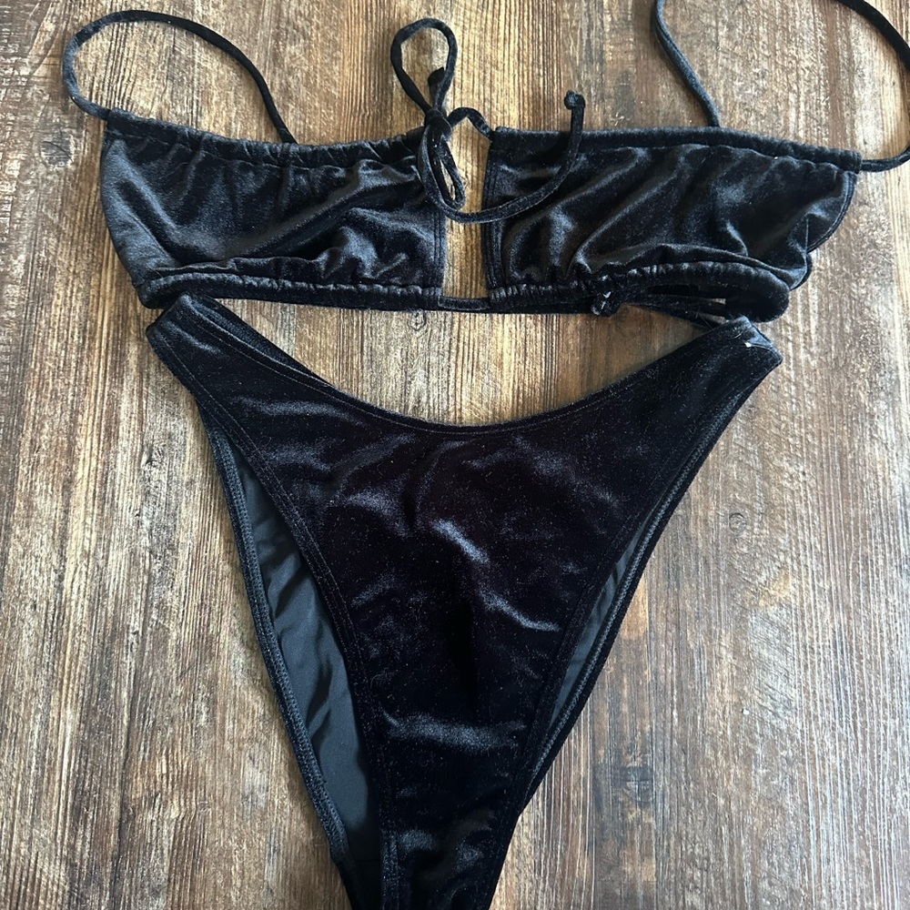 Black Velvet Bikini Set
